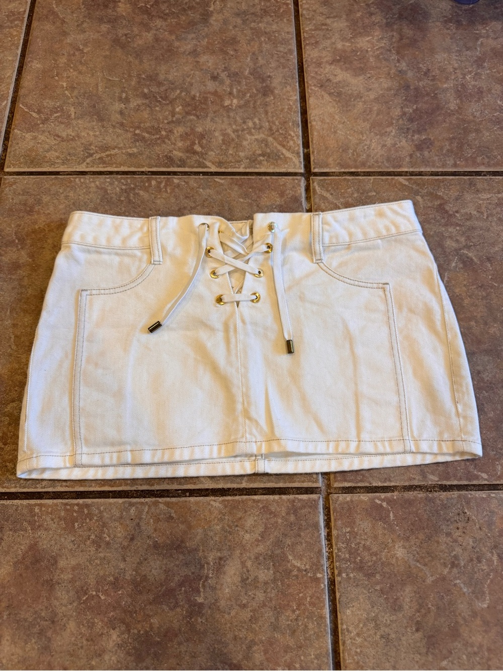 Dion Lee White Lace-Up Mini Skirt